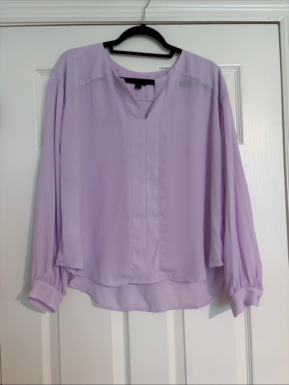 Ann Taylor Lavender Women’s Blouse - Relaxed V-Neck Long Sleeve